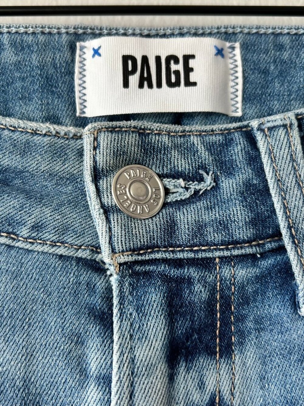 PAIGE Anessa High Rise Wide Leg Crop Jeans Raw Hem Light Wash Denim Size 25 - Picture 5 of 15